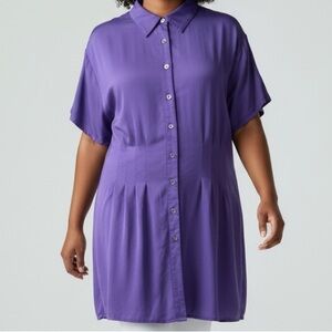 Soft Surroundings Purple Button Front Tunic Shirt Blouse 3X